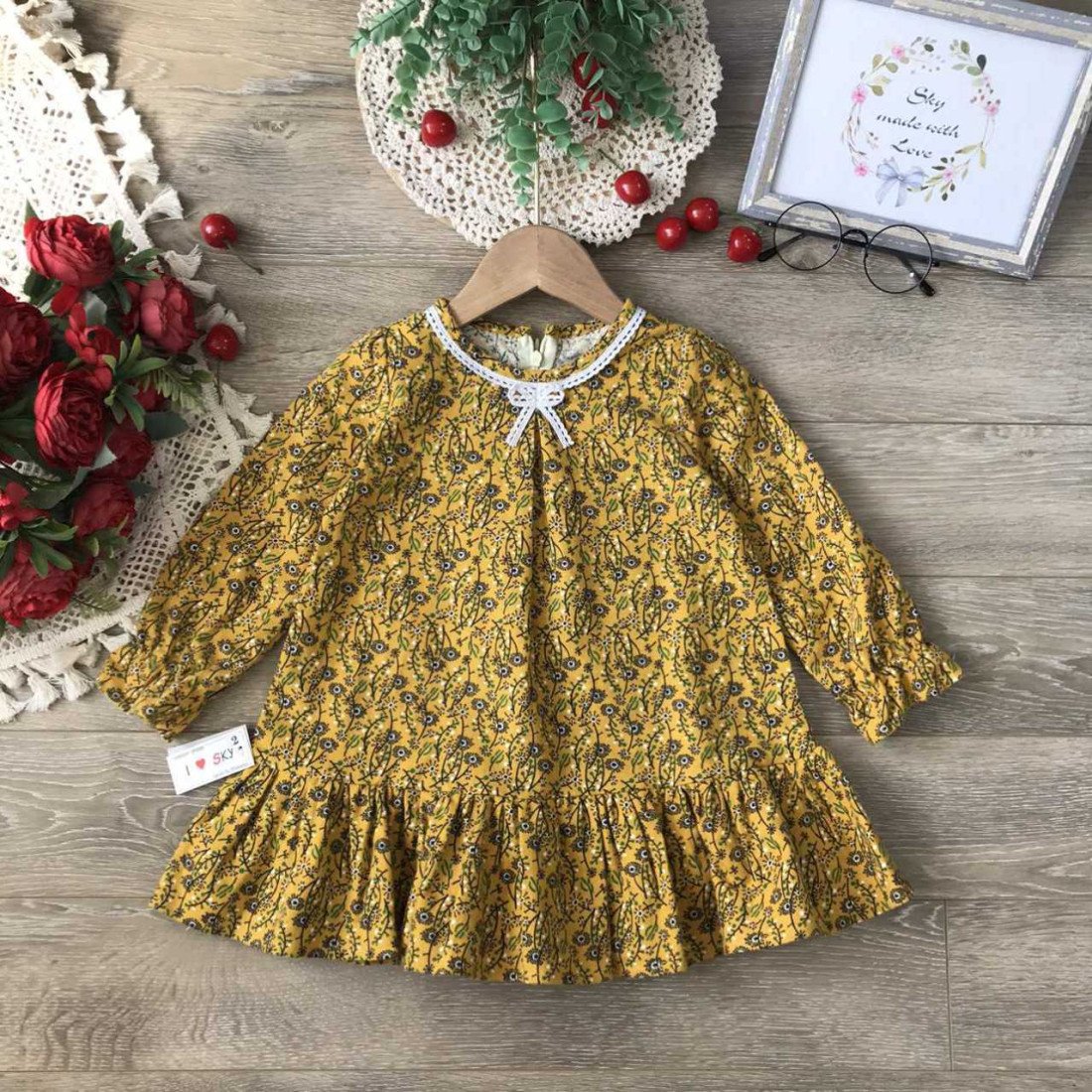Váy hoa nhí dáng chữ A size 2-6-